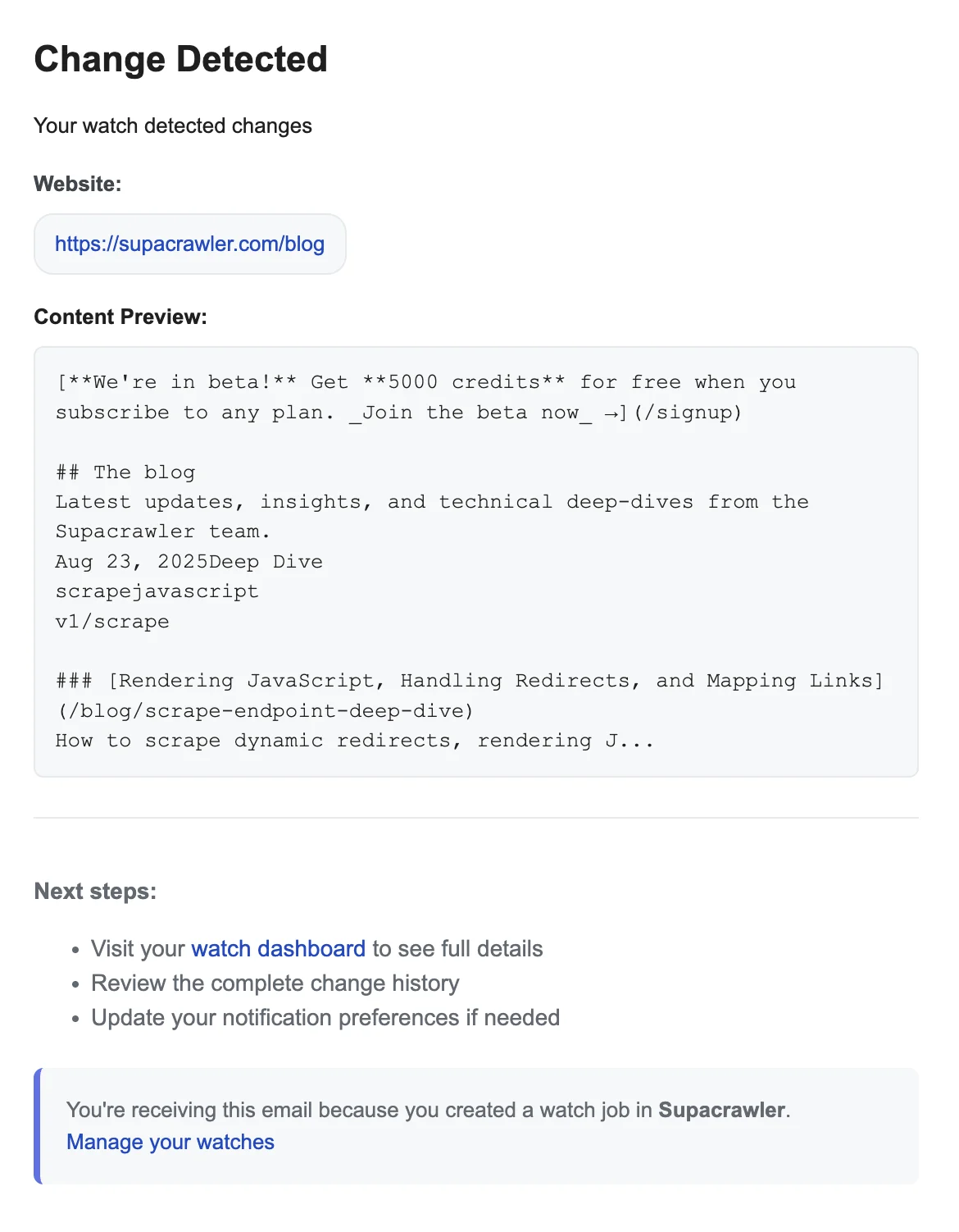 Watch job notification settings